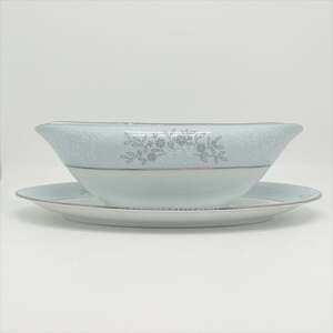Vintage 1950s Noritake China Gravy Boat & Underplate Blueridge Pattern 5858